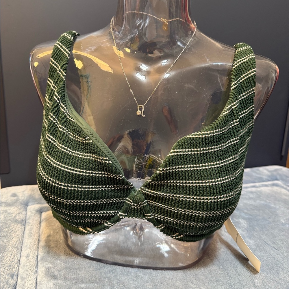 Abercrombie & Fitch Dark Green Striped Bra